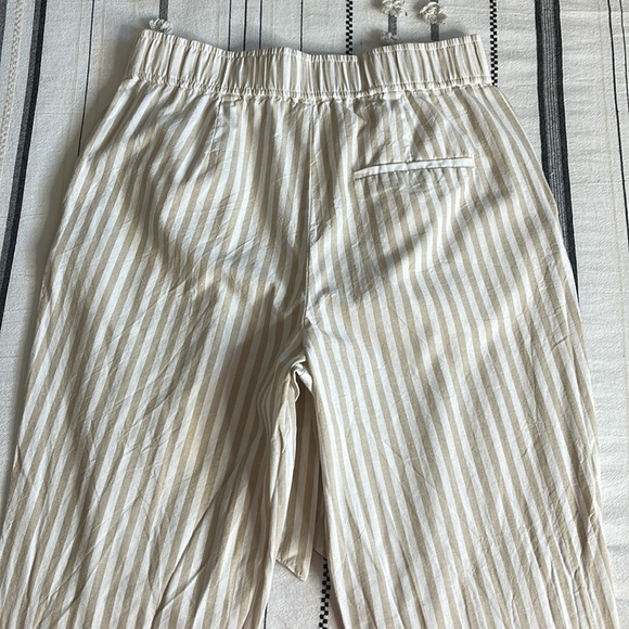 Zara • white tan neutral striped ankle pants with tie belt - Picture 6 of 13